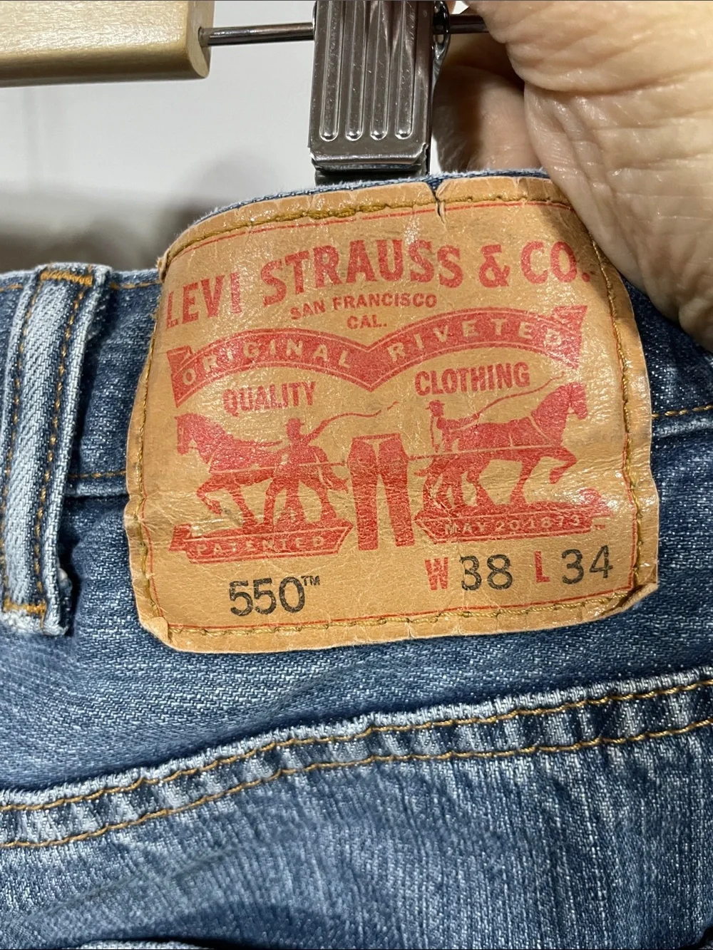Levi's 550 Distressed Blue Denim Cutoff Shorts